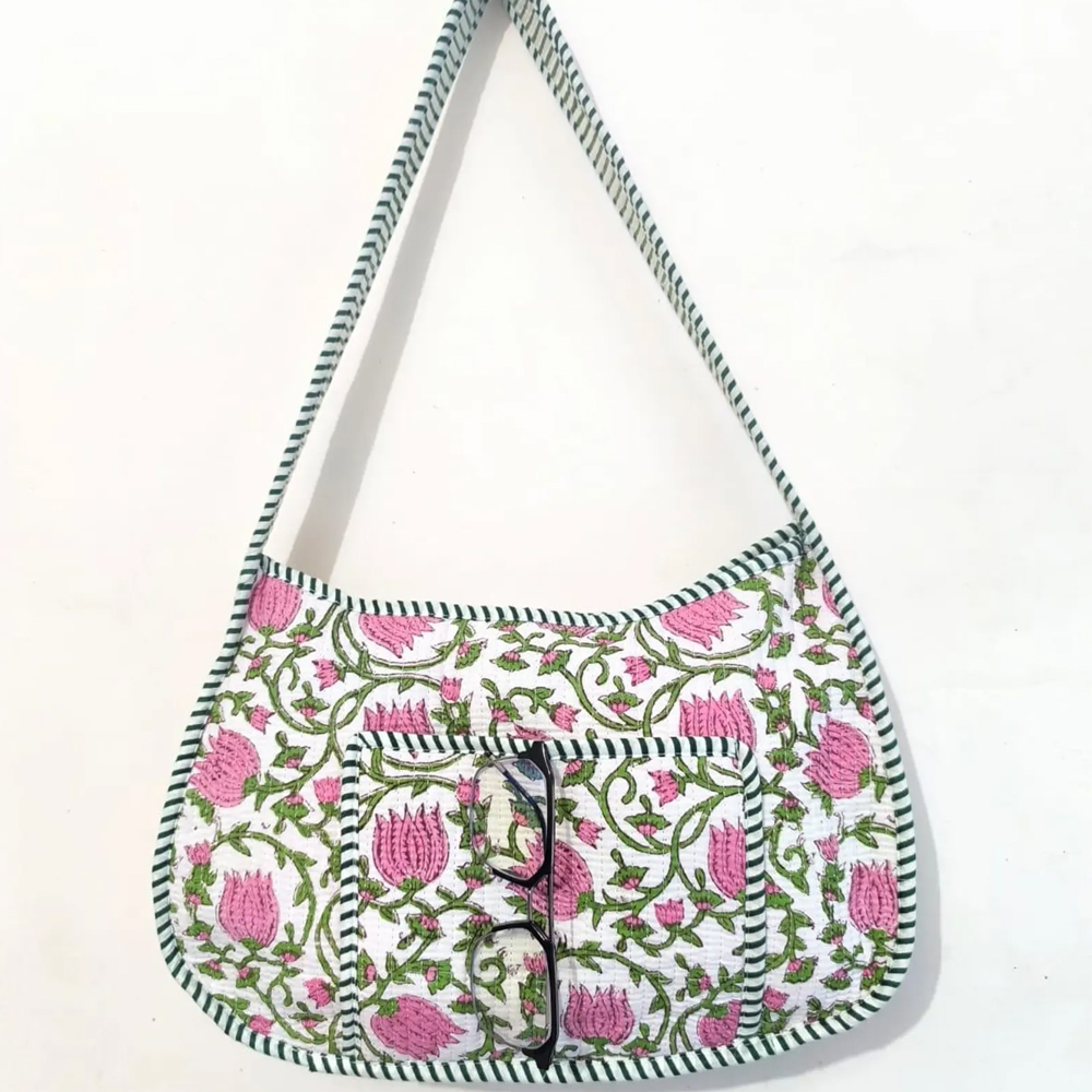 Wholesale Fashion Floral Print Hobo Bag Vintage Sling Bag Quilted Shoulder Bag for Women Daily Life