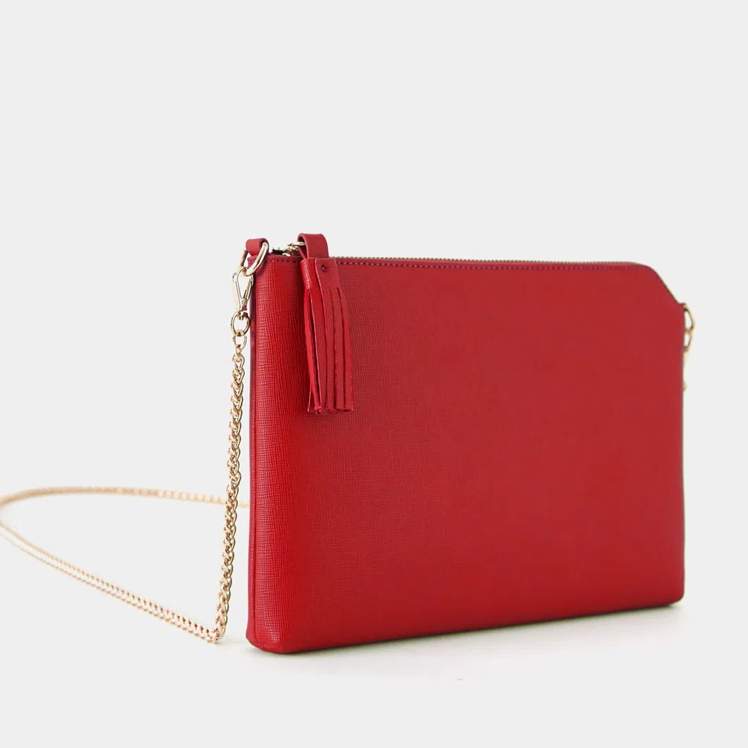 Women Genuine Cow Leather Envelope Purse Crossbody Clutch Bag