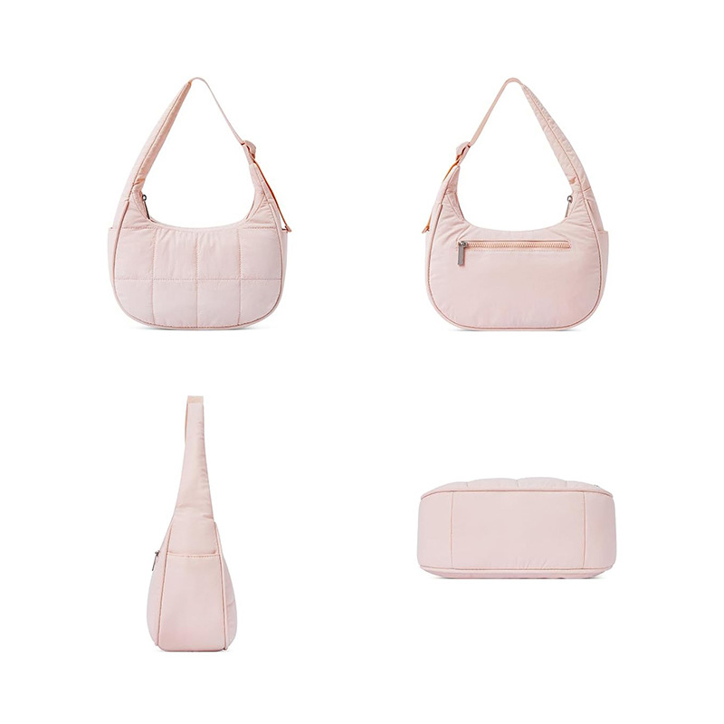 Wholesale Light Weight Casual Trendy Quilted Nylon Women's Crescent Dumpling Sling Bag Shoulder Hobo Bag