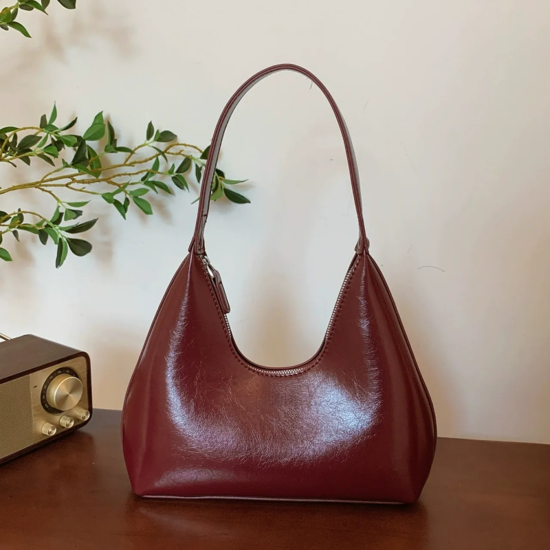 Women's Premium Genuine Leather Shoulder Bag Soft Material Hobo Handbag Custom Logo Support