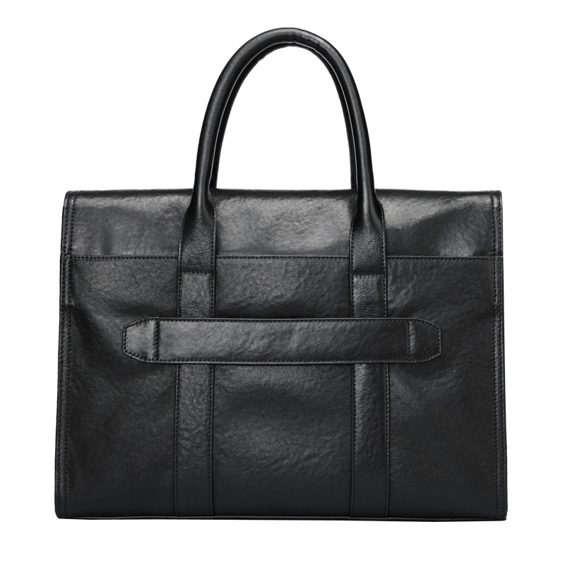 New Men's Genuine Leather Business Briefcase Large-Capacity Laptop Bag Cowhide Office Bag One-Piece Drop-Shipping Model 6798-3