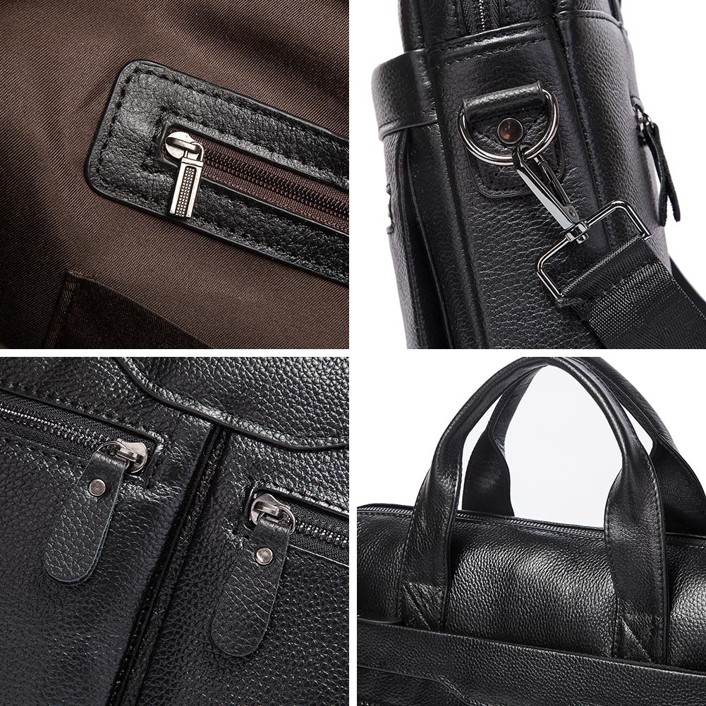 HUMERPAUL Genuine Leather Men's Crossbody Shoulder Bag Business Briefcase with Laptop Compartment High Quality Travel Handbag