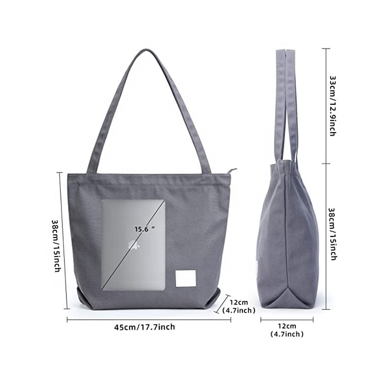 huahao Custom Canvas Tote Bag Custom Printed logo Own Design with Pocket and Zipper