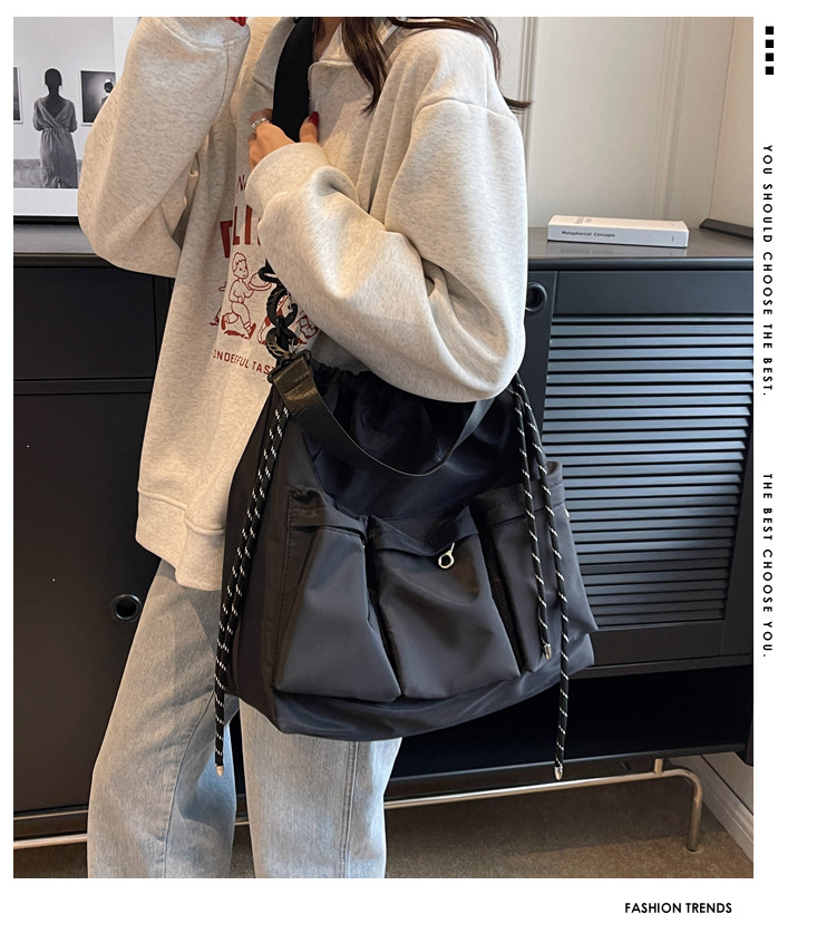 New Trendy Nylon Handbag Korean Large Capacity Simple Shoulder Tote Cross Body Bag Versatile Casual Out Going Women
