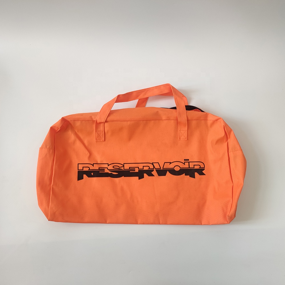 Custom Large Orange 420d 600d Polyester Oxford Tote Zipper Bag Gym Logo Printed Strong Storage Shopping Bag Letter Pattern