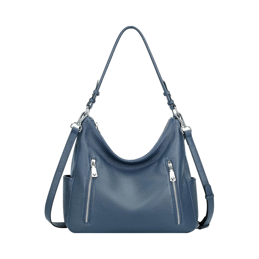 Fashionable Women's Hobo Shoulder Bag Genuine Leather Crossbody Bags Zip Closure Single Strap Medium Size