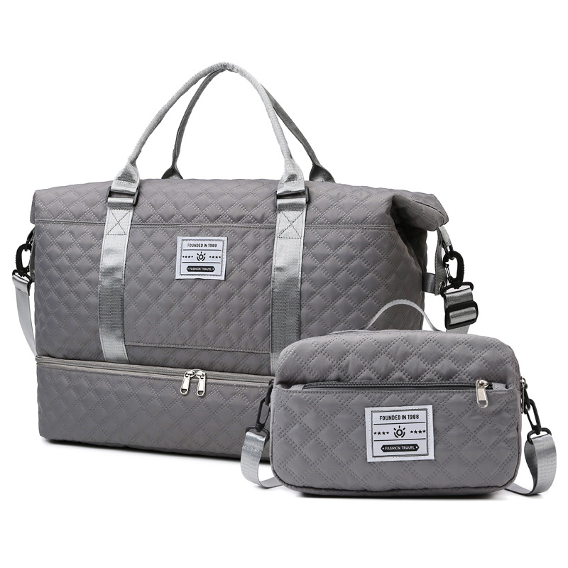 Large Capacity Weekender Travel Bag With Wet Pocket Shoes Compartment 2pcs Carry on Duffel Tote Bag Set With Small Handbag