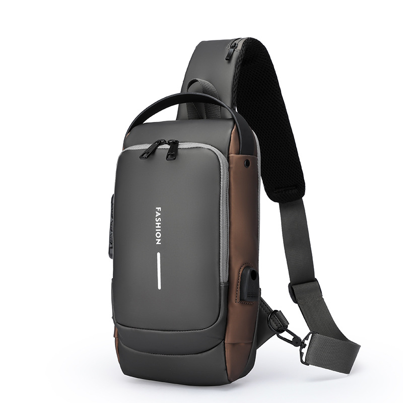 Unisex High Capacity Anti-Theft Messenger Bag Customizable Logo Waterproof PU Material Zipper Softback USB Charging Office