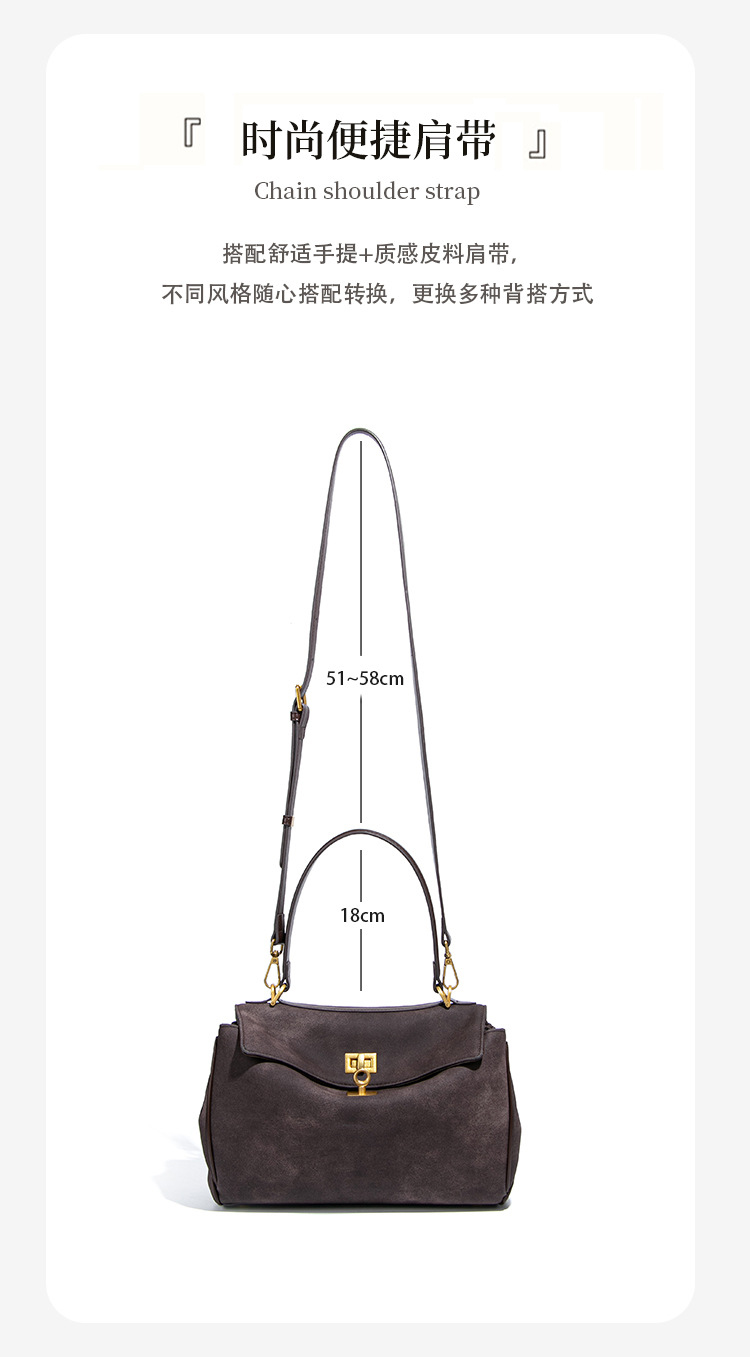 Custom Your Logo Modern Design Suede Ladies Brown Frosting Leather Handbags Cowhide Tote Bag Women Crossbody Shoulder Bag