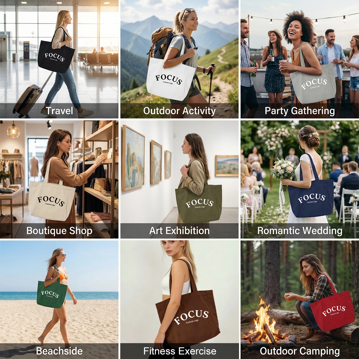 Custom Logo Color Oversized Cotton Canvas Tote Bags Reusable Durable Weekender Giant Large Grocery Shopping Sporty Bag for Yoga