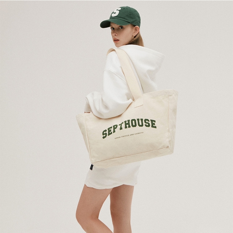 Reusable Customized Letter Logo Printed Shopping Cotton Canvas Active Lifestyle Tote Bag For Shopping