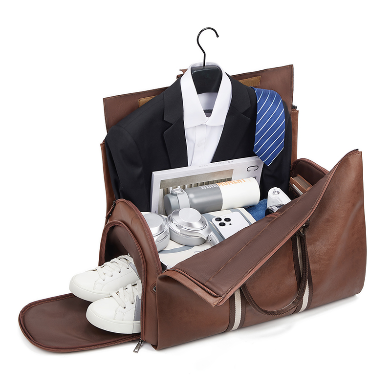 New High Quality Waterproof PU Leather Luggage Travel Bag Business Suit Bag Men Duffel Travelling Bag