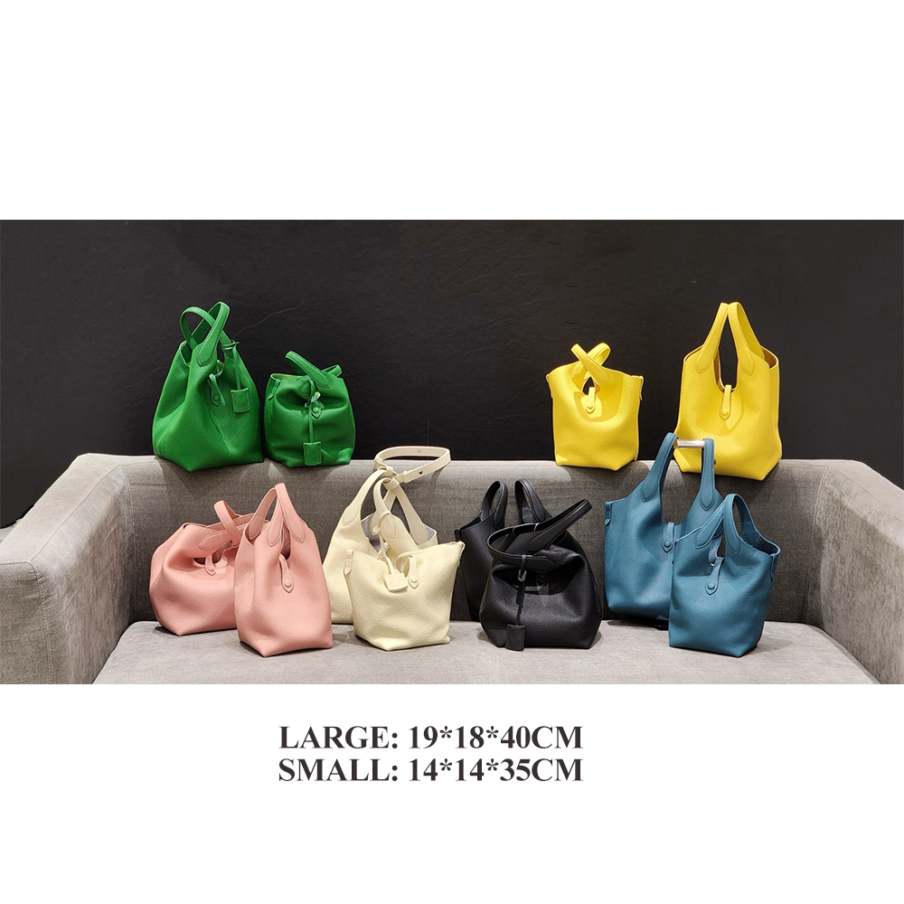 Design Wholesale Convertible Tote Handbag Genuine Leather Cowhide Ladies Bags Bucket Bag Women's Handbags