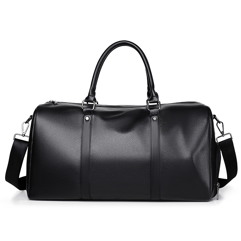 Customized Vegan Pebble Texture Leather Travel Weekender Overnight Duffel Bag Gym Sports Luggage Tote Duffle Bags for Men