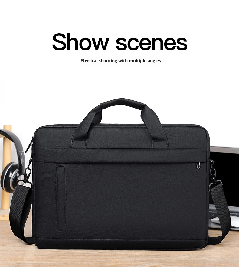 Waterproof Laptop Bag Casual Business Crossbody Simple Single Shoulder Briefcase Zipper Closure Lightweight Durable 15 Inches