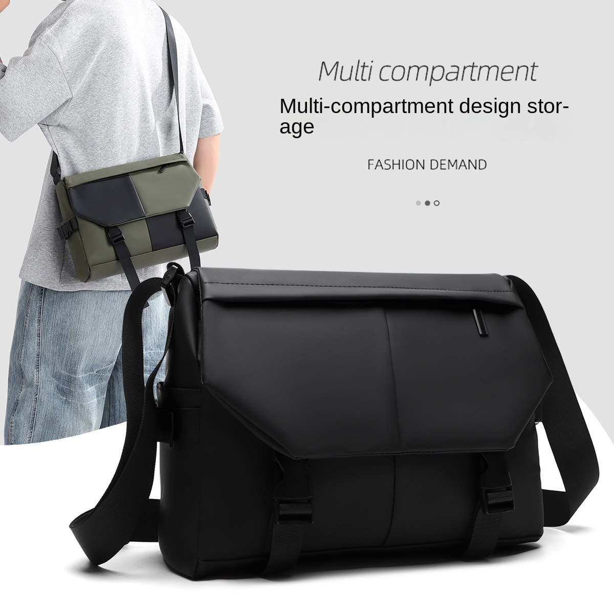 2025 New High-End Brand Crossbody Messenger Bag for Men Fashionable Waterproof Nylon Satchel 12inch for Student Workwear