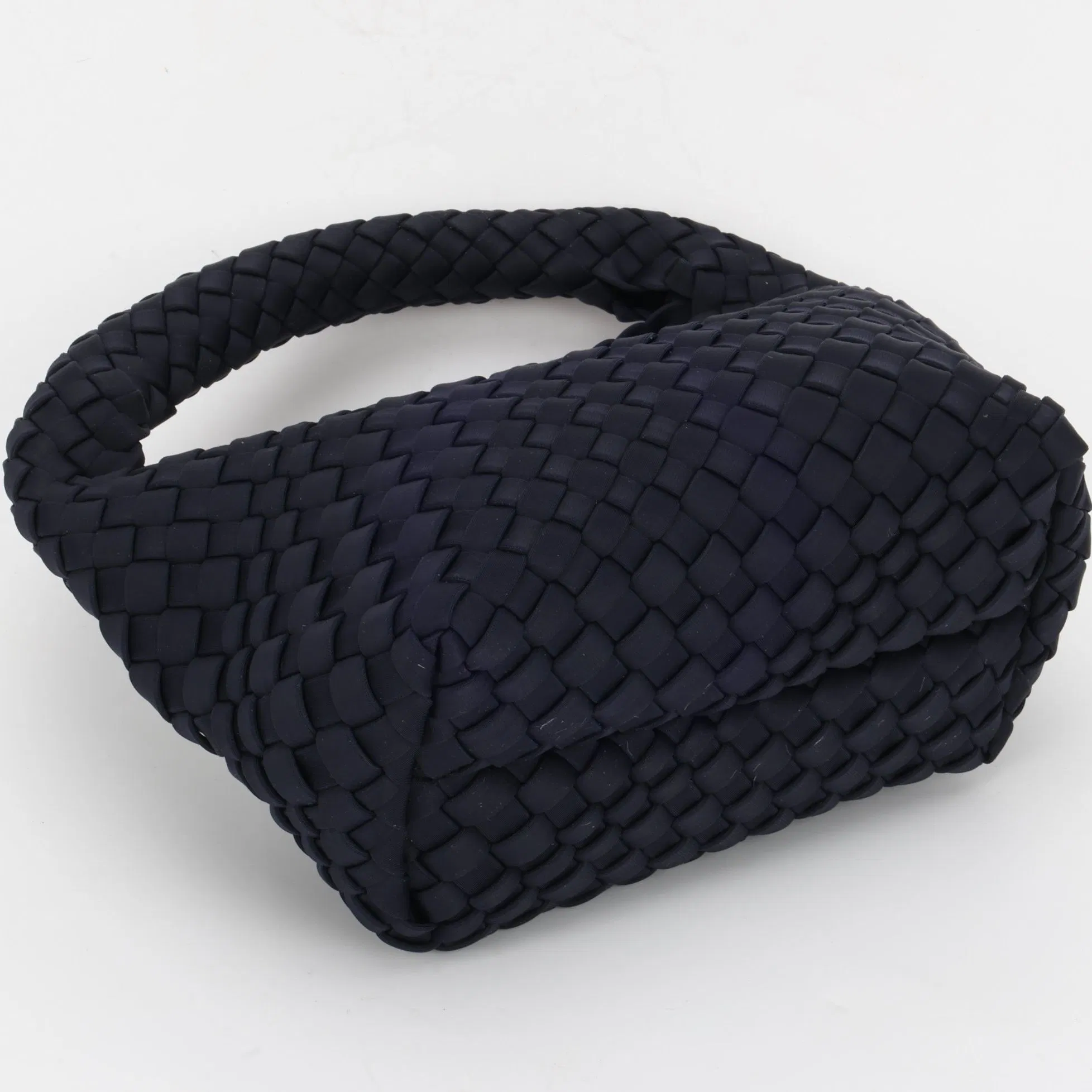 Storage Woven Navy Blue Buckle Handbag Fashion Square Clutch Bag for Ladies