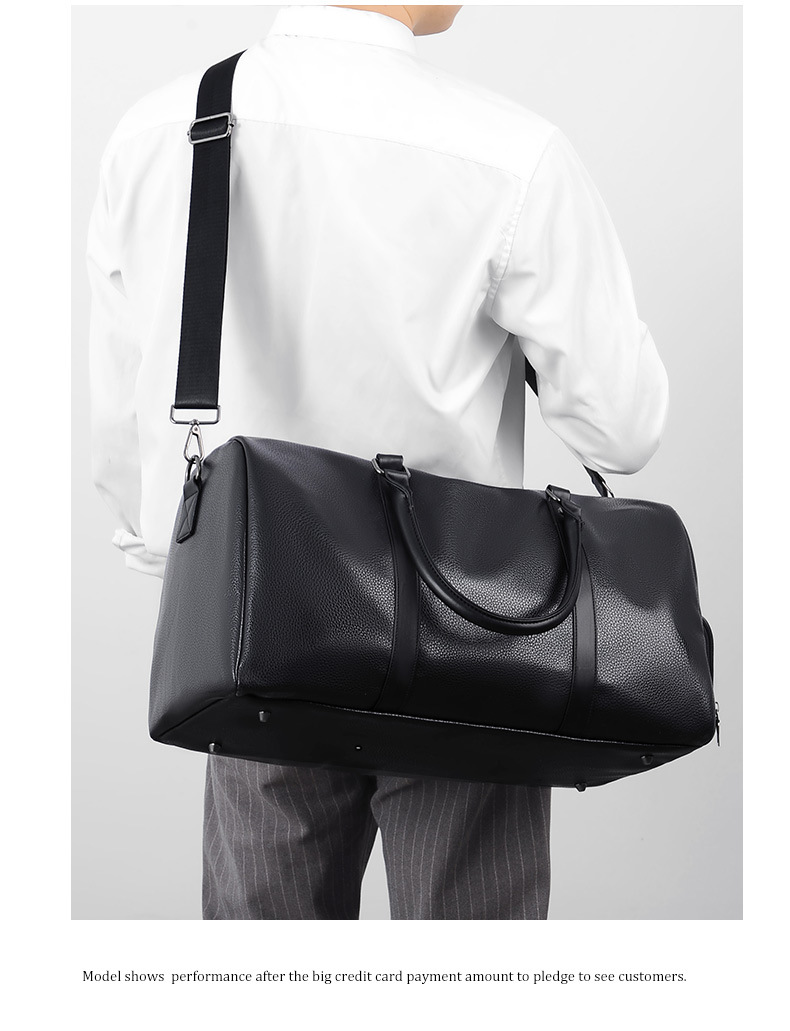 Customized Vegan Pebble Texture Leather Travel Weekender Overnight Duffel Bag