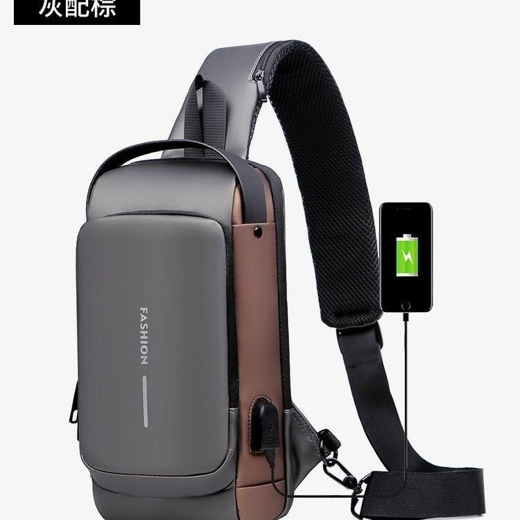High Density England Style Crossbody Chest Bag with Usb Password Lock Anti-theft Shoulder Bag Sling Bag Waterproof Custom Logo