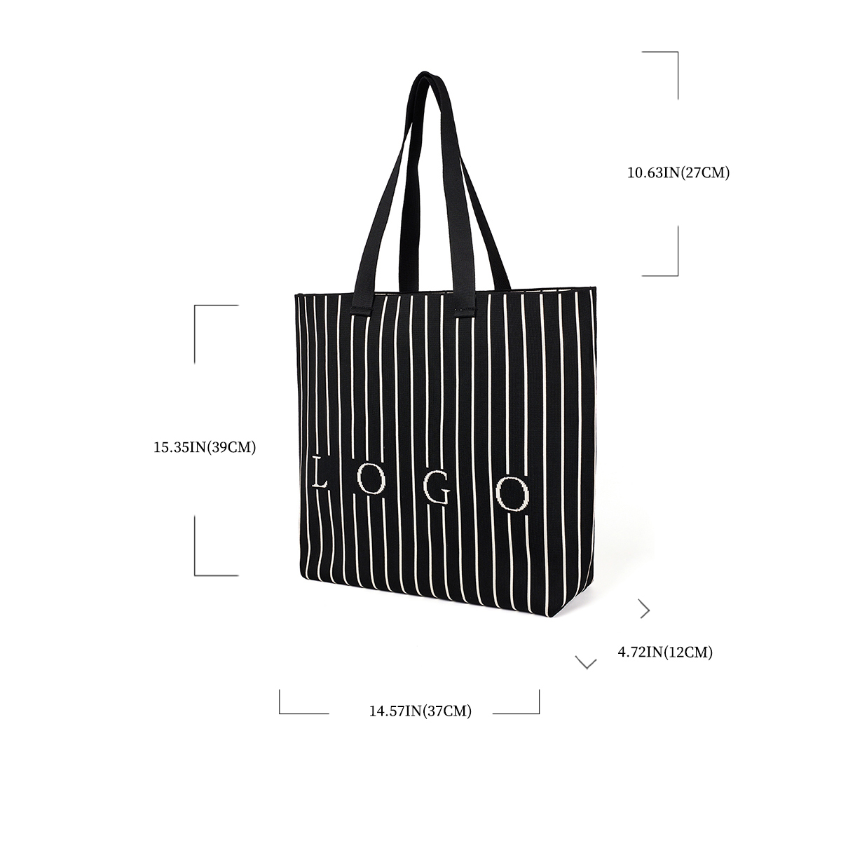Wholesale Classic Black White Striped Ladies Shoulder Bag Large Capacity Portable Two Open Fashionable Single Shoulder Shopping