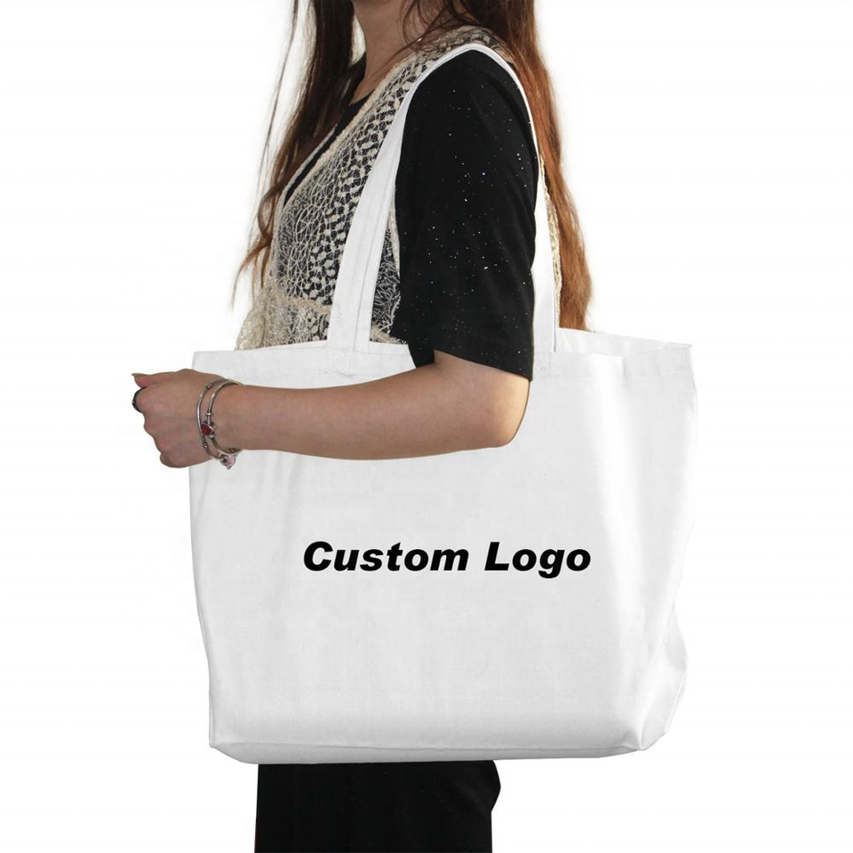 Hot Sale Eco Friendly Reusable Designer Cloth Canvas Cotton Shopping Tote Bag With Custom Logo Printed