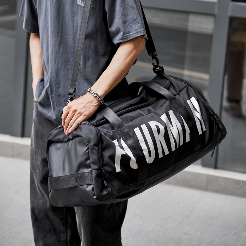 FOURMAN Fashion Unisex Waterproof Oxford Duffle Bag with Zipper Closure and Backpack Straps for Gym Sports Travel