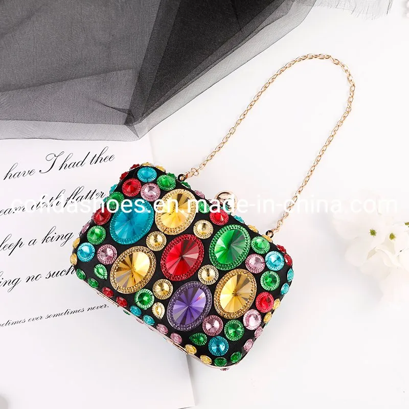 Women Crystal Pearls Clutch Purse Handbag Chain Wedding Evening Party Ladies Bag