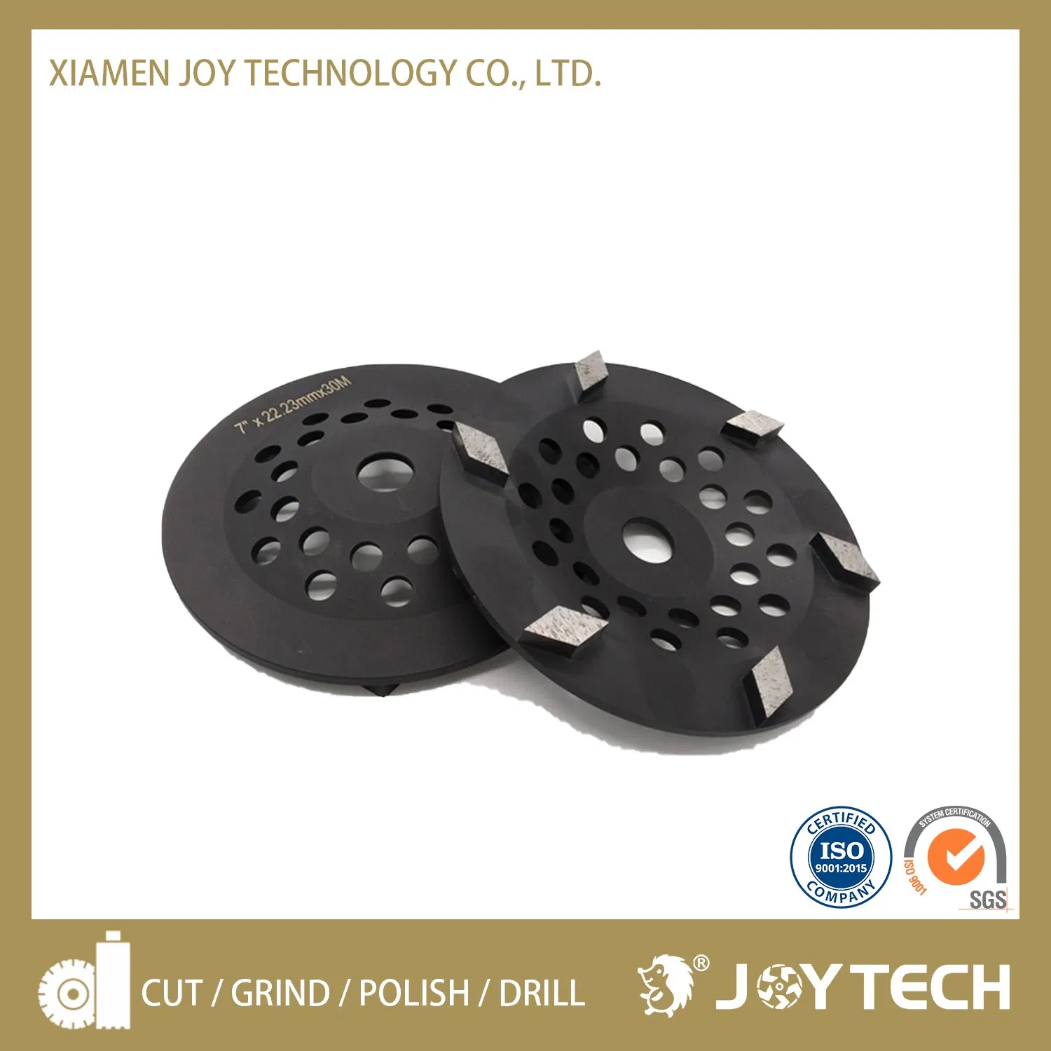 7 بوصة 180mm عجلة طحن الماس مع 12 قطع ماسية على شكل ماسة لعجلة طحن الخرسانة أداة كاشطة الماس (JOY-CW-RH12)