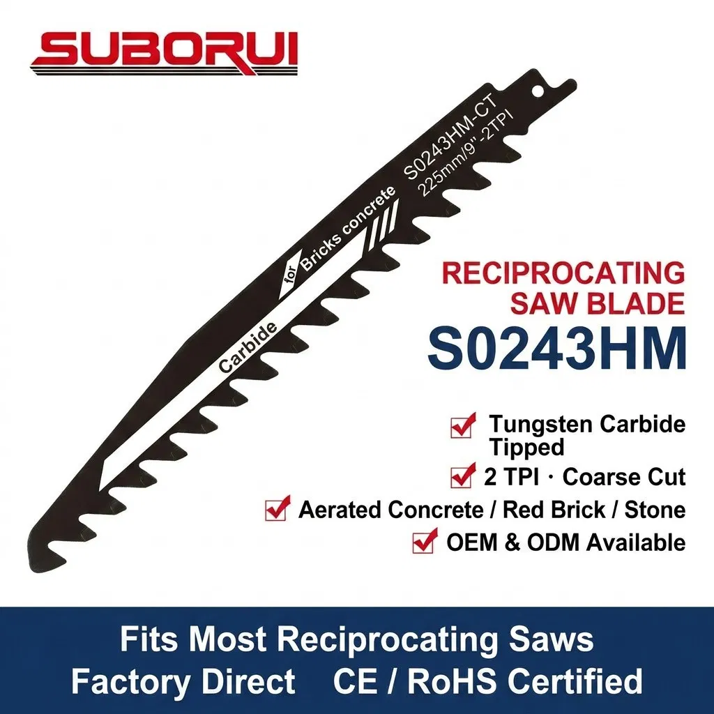 Suborui S0243hm-CT شفرة منشار ترددي برأس كربيد التنجستن 9" 225mm 2 تي بي آي للألياف الأسمنتية والخرسانة الخفيفة الوزن
