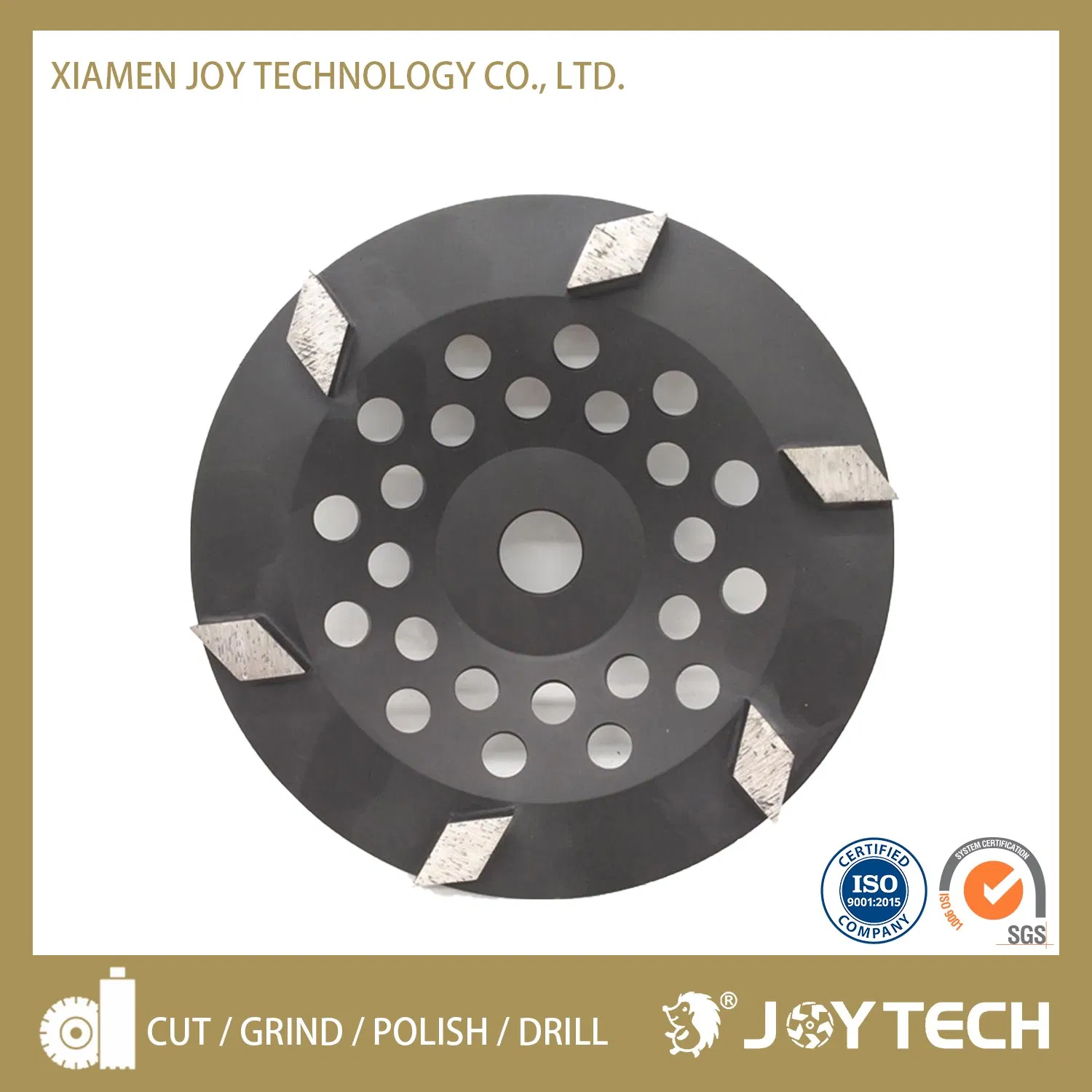 7 بوصة 180mm عجلة طحن الماس مع 12 قطع ماسية على شكل ماسة لعجلة طحن الخرسانة أداة كاشطة الماس (JOY-CW-RH12)
