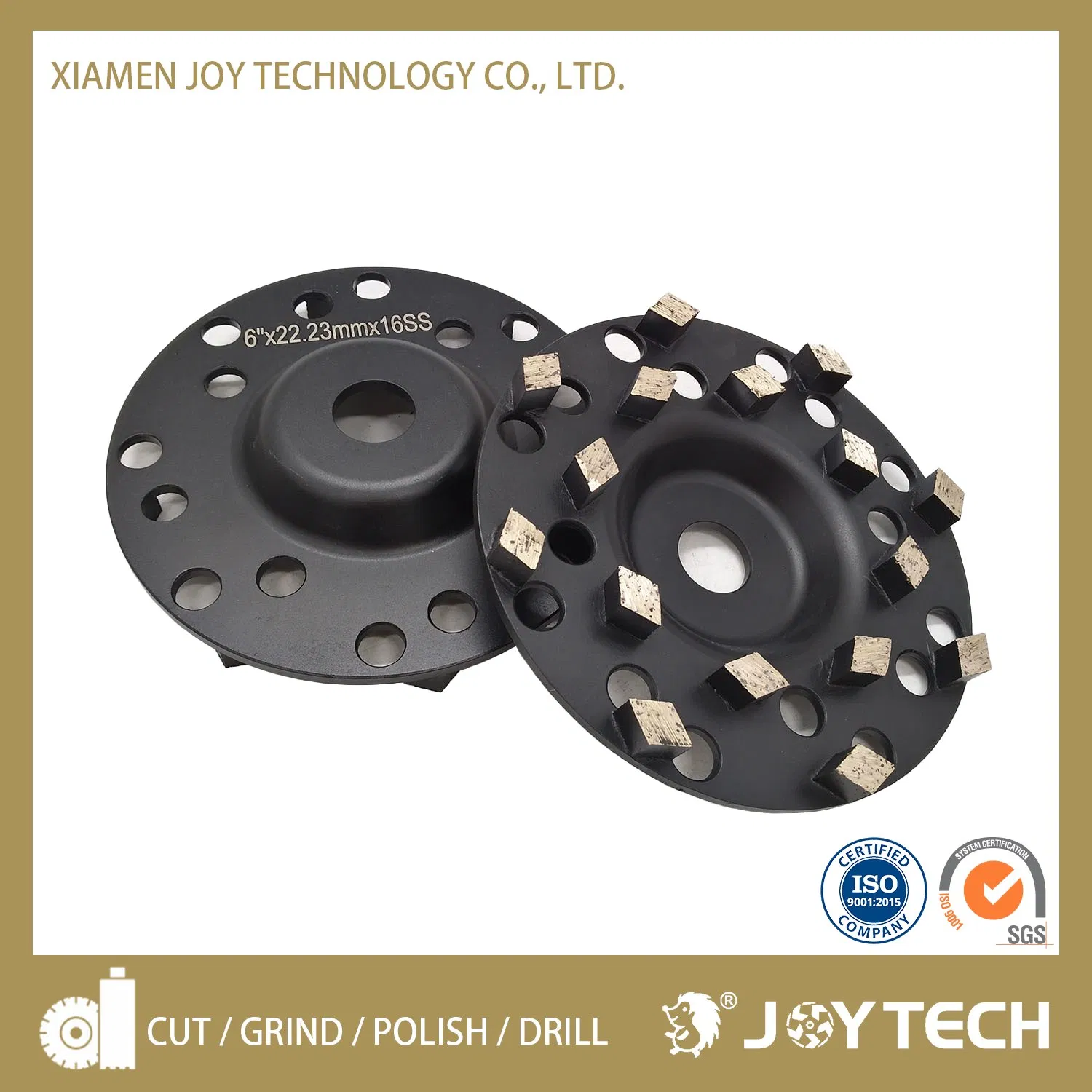 7 بوصة 180mm عجلة طحن الماس مع 12 قطع ماسية على شكل ماسة لعجلة طحن الخرسانة أداة كاشطة الماس (JOY-CW-RH12)