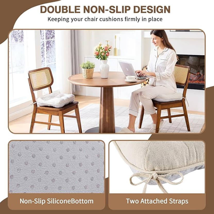 Cushions for Dining Chairs Set of 4 3.5" Thick Kitchen Table Chair Pads with Ties Non Slip Backing and Covers Seat Cushion for Dining Room Bar Patio Chairs