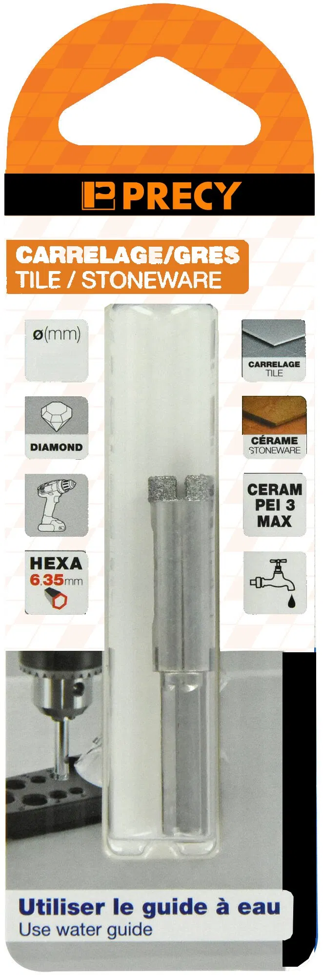 5mm بت حفر الماس ذو النواة الرطبة (مقبض سداسي)