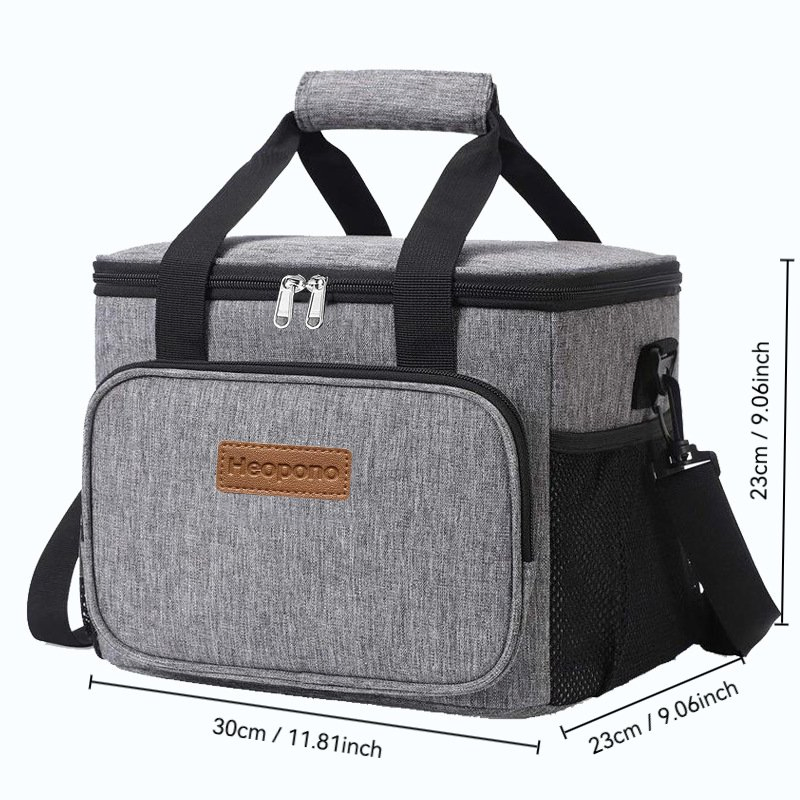 15L Large Capacity Black Thermal Cooler Picnic Bag Insulated Lunch Box Bag for Adults