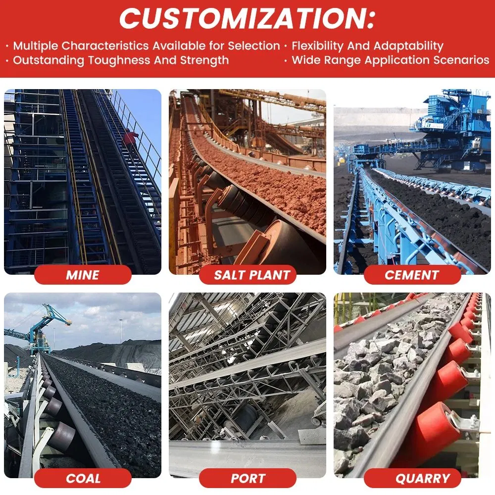 Flame Retardant Rubber Conveyor Belt DIN-K for Coal Mining, Wear Resistance Rubber Conveyor Belt for Crushers
