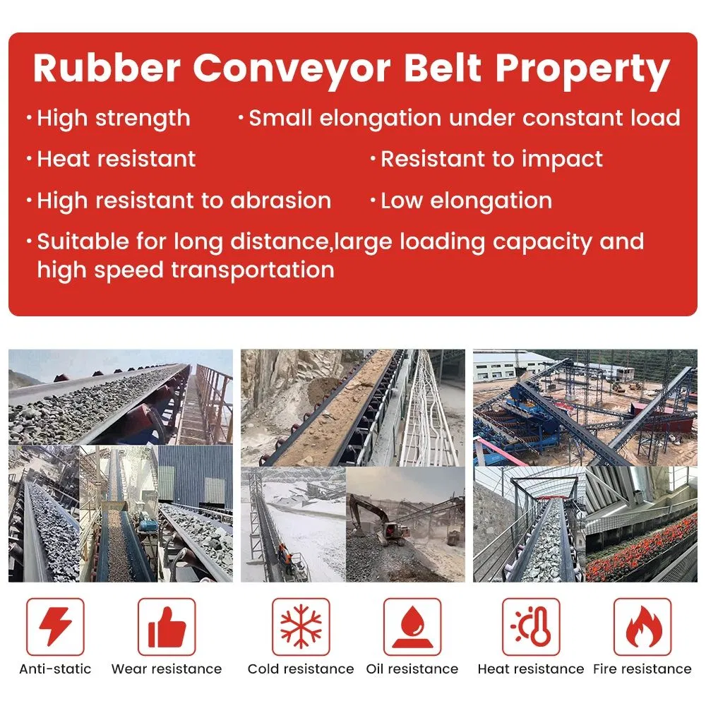 Flame Retardant Rubber Conveyor Belt DIN-K for Coal Mining, Wear Resistance Rubber Conveyor Belt for Crushers