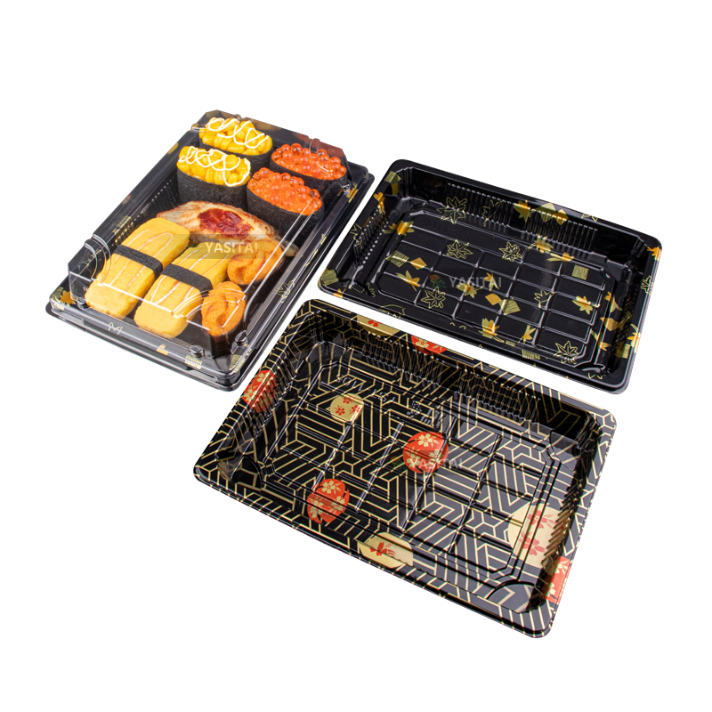 Restaurant Black Sushi China Food Japanese Blister Sushi Box Takeaway Party Japan Custom Sushi Tray