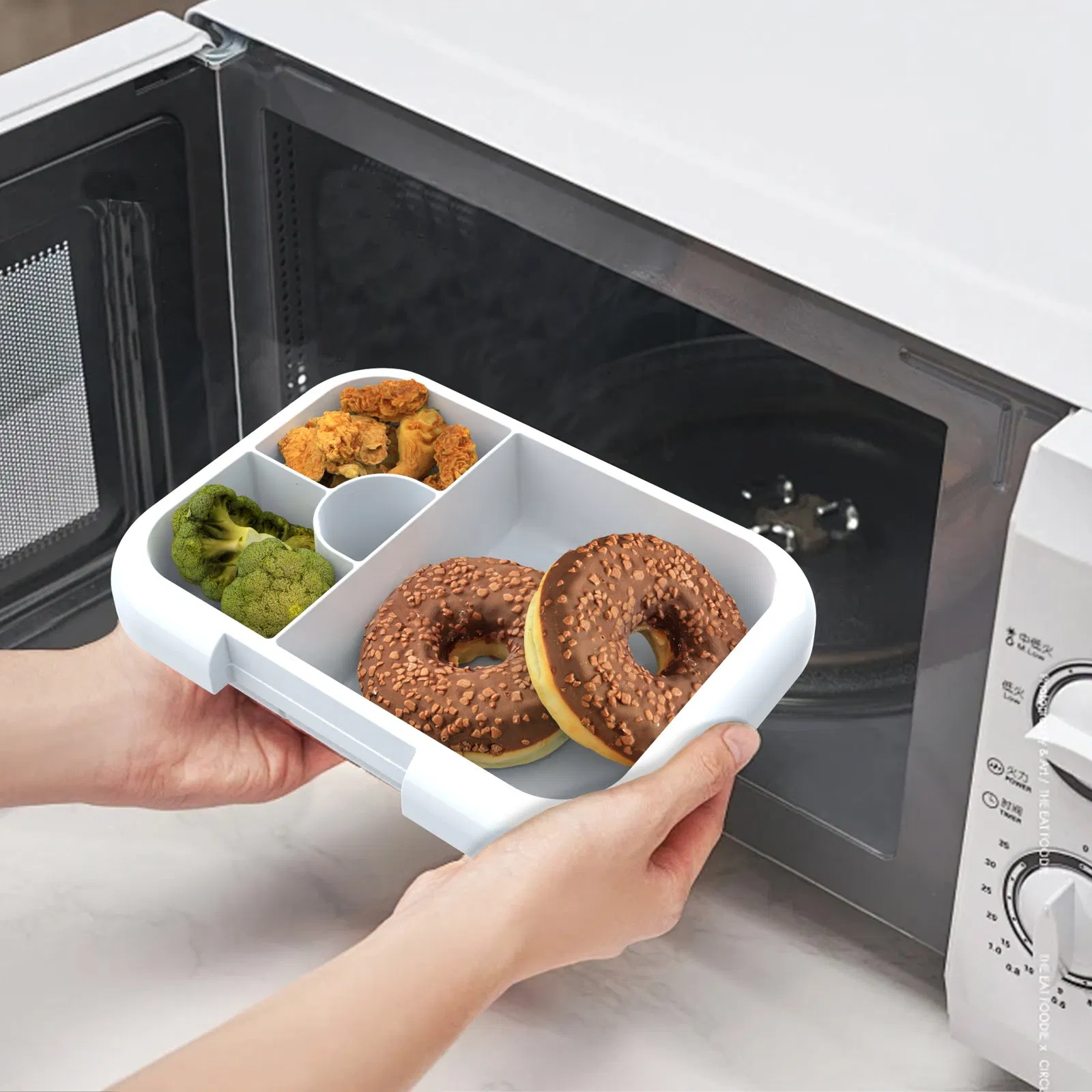 Aohea OEM ODM Obm Portable Lunch Box with Ice Packmeal Prep Glass Containers with Airtight Snaplock Lids 3 Pack 3 Compartment 380ml 33oz Bpafree Meal Prep