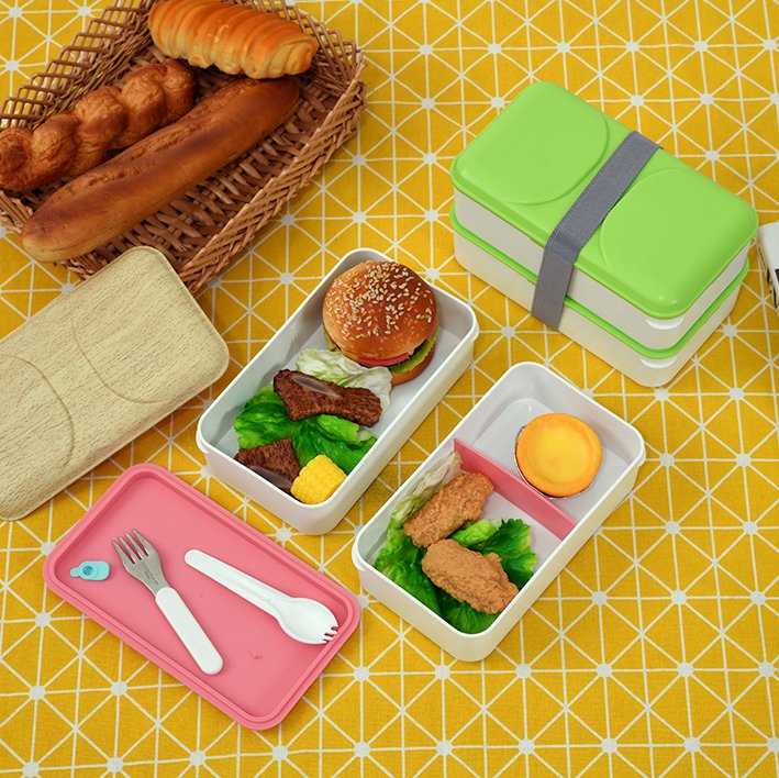 Aohea OEM Obm ODM Plastic Double Layerlunch Box with Adjustable Dividers - Compartments, Ideal for Meal Prep, Perfect for Family Lunches, Dishwasher Safe