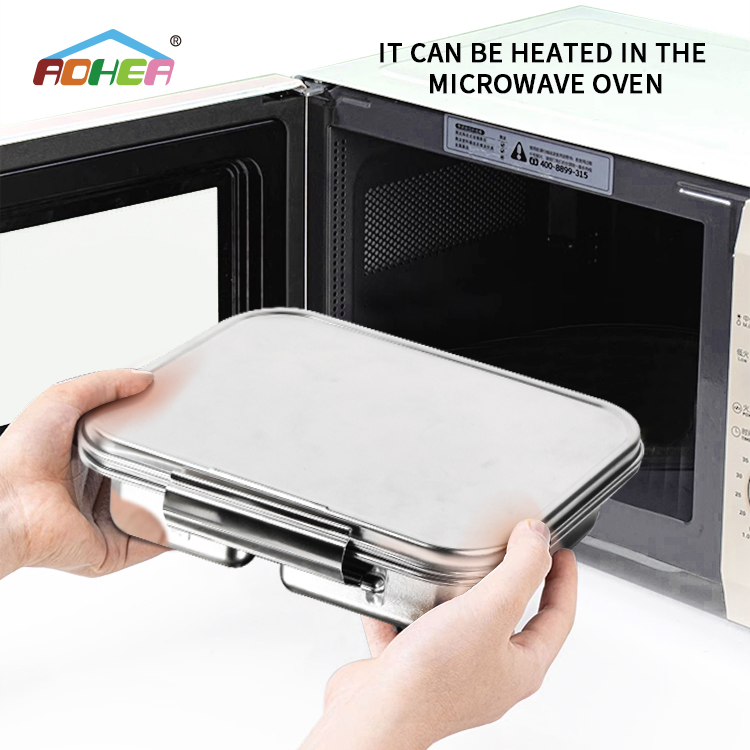 Aohea Obm ODM 3-Section 304 Stainless Steel Food Containers - Airtight Bento Lunch Box, Stackable, Dishwasher Safe, with Secure Lids, Ideal for Meal Prep