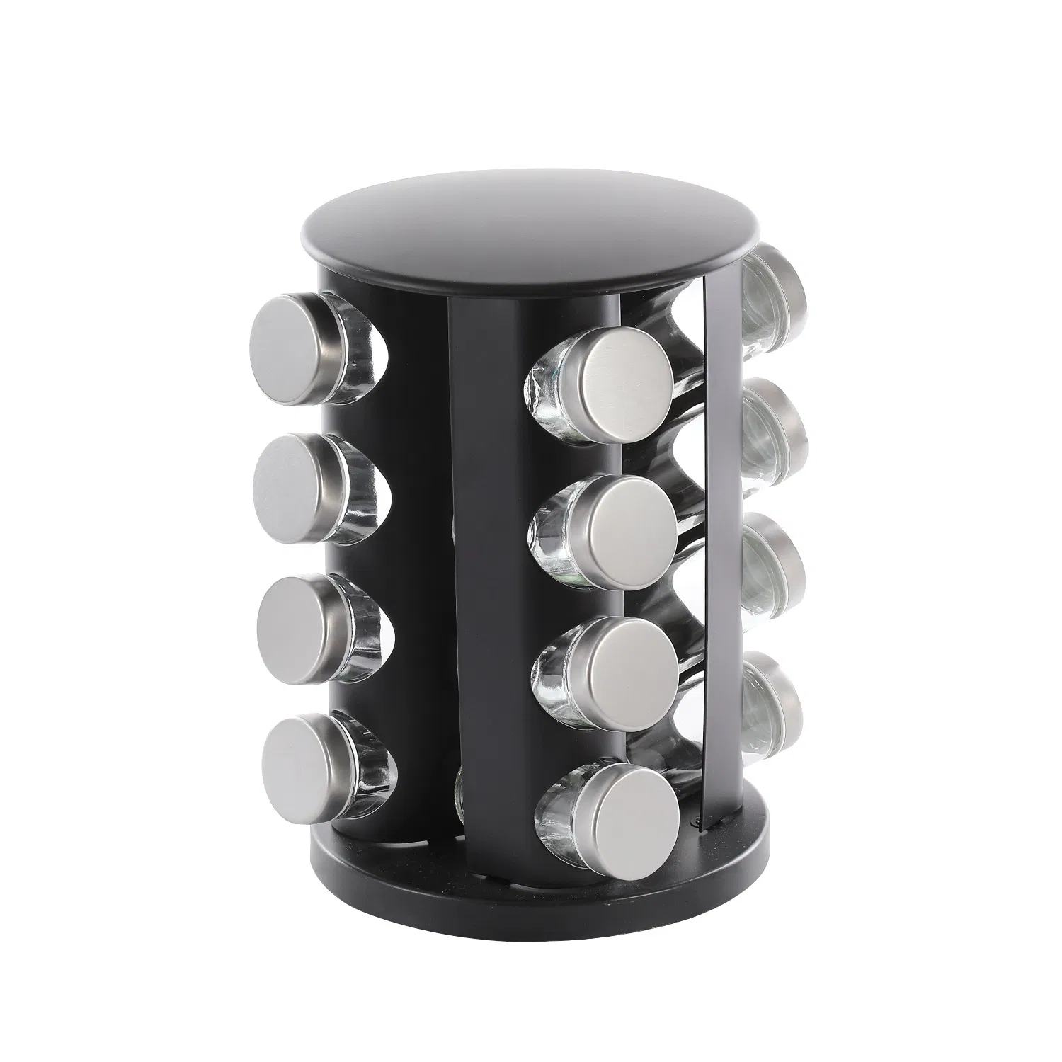 2025 New Cross-Border Hot Selling Seasoning Bottle Set Stainless Steel Material with Rotating Rack Kitchen Spice Pepper Shaker