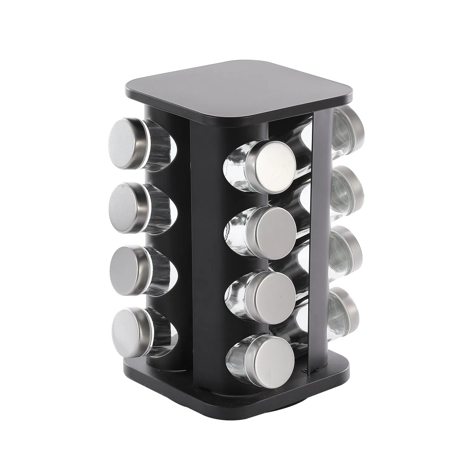 2025 New Cross-Border Hot Selling Seasoning Bottle Set Stainless Steel Material with Rotating Rack Kitchen Spice Pepper Shaker