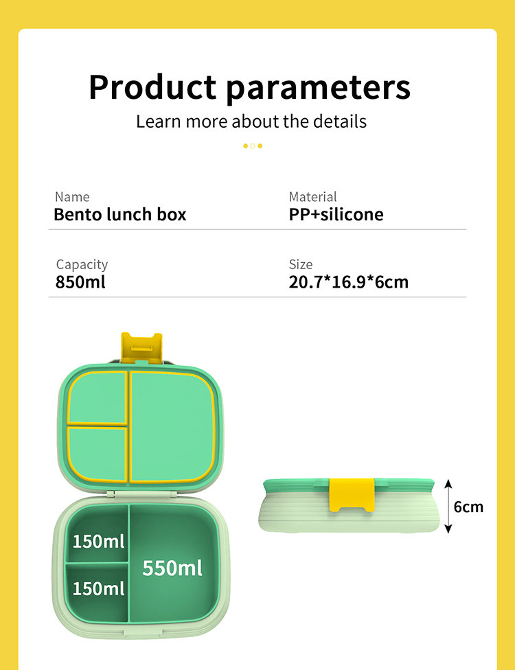 Aohea OEM ODM Obm Lunch Box with Ice Pack3 Pack Bento Snack Boxes with 3 Compartments Bento Lunch Box Reusable Divided Food Storage Container Meal Prep