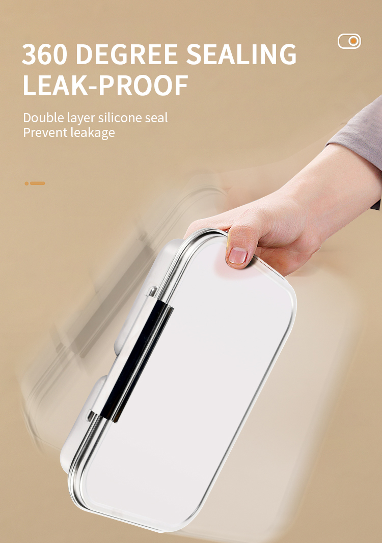 Aohea Obm ODM 3-Compartment Stainless Steel Bento Lunch Box - Large Metal Meal Prep Container, Reusable, Stackable, Oven/Dishwasher/Freezer Safe, with Secure Li