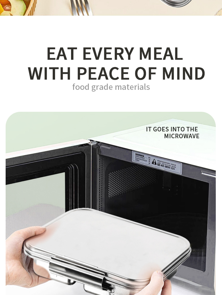 Aohea Obm ODM 3-Section 304 Stainless Steel Food Containers - Airtight Bento Lunch Box, Stackable, Dishwasher Safe, with Secure Lids, Ideal for Meal Prep