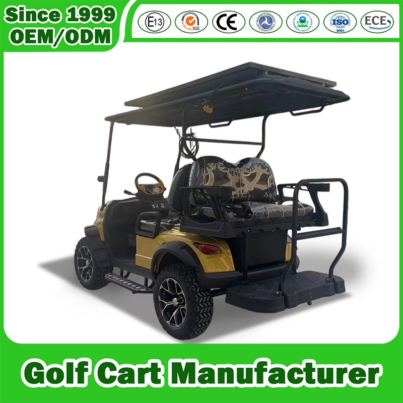Gold Cart Manfuacturer Customized 2+2 4 Seat Club Car Electric Buggy Hunting Utility 4 Wheel Lithium Battery Motors Trolley Electric Golf Cart with Solar Panel
