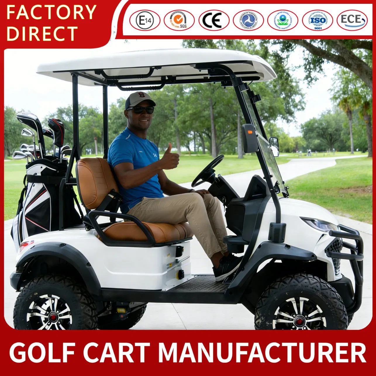 Zlingcar Luxury CE Certificate 2 Seats Golf Cart 48V 72V Lithium Battery 5kw Motor Electric Golf Cart Electric Golf Buggy for Golf Courses