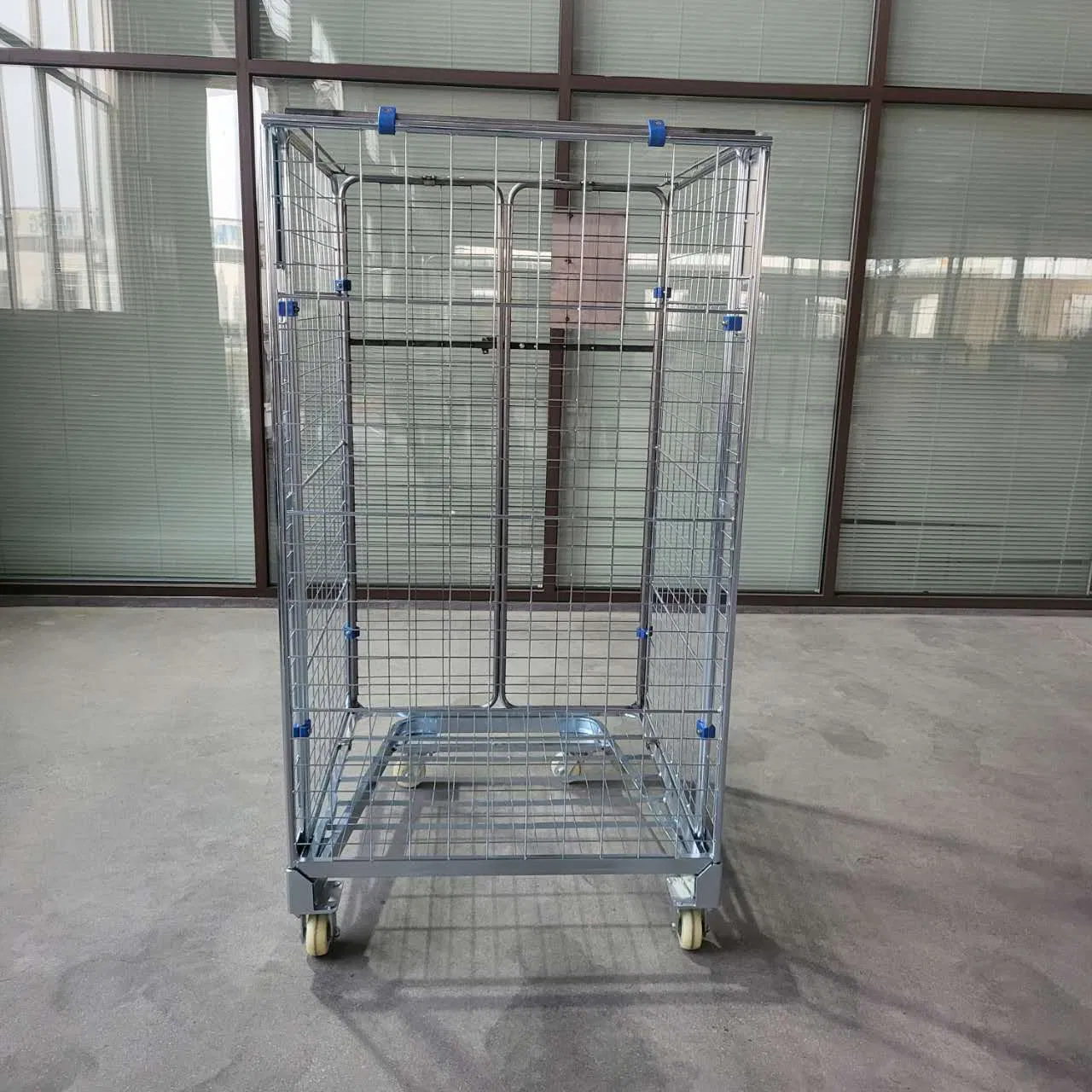 Warehouse Industrial Wire Mesh Transport Rolling Cage Tool Cart