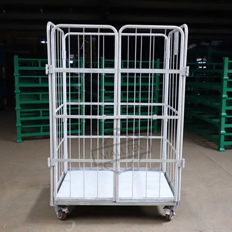 Industrial Transport Folding Nestable Metal Storage Roll Container Cart