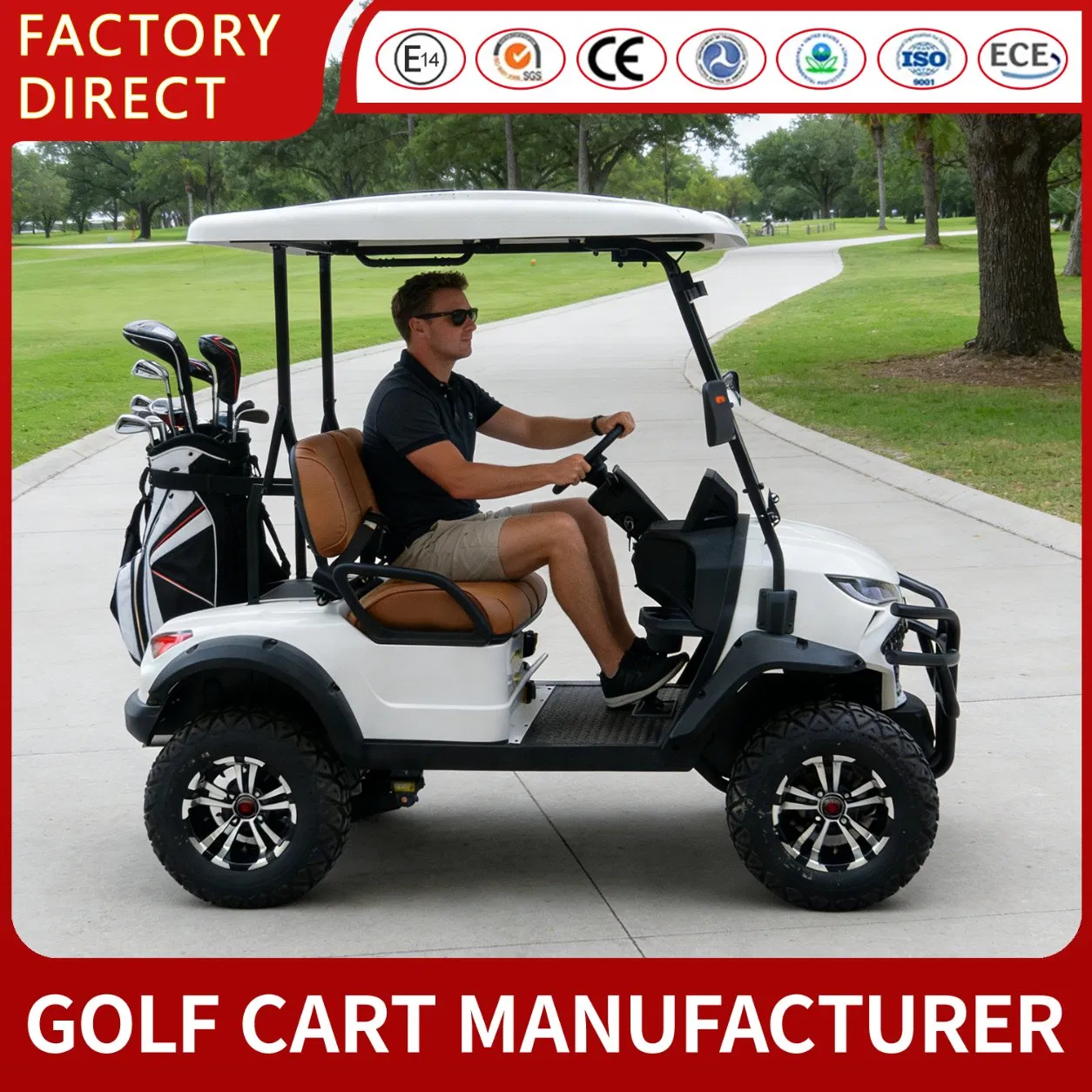 Zlingcar Luxury CE Certificate 2 Seats Golf Cart 48V 72V Lithium Battery 5kw Motor Electric Golf Cart Electric Golf Buggy for Golf Courses
